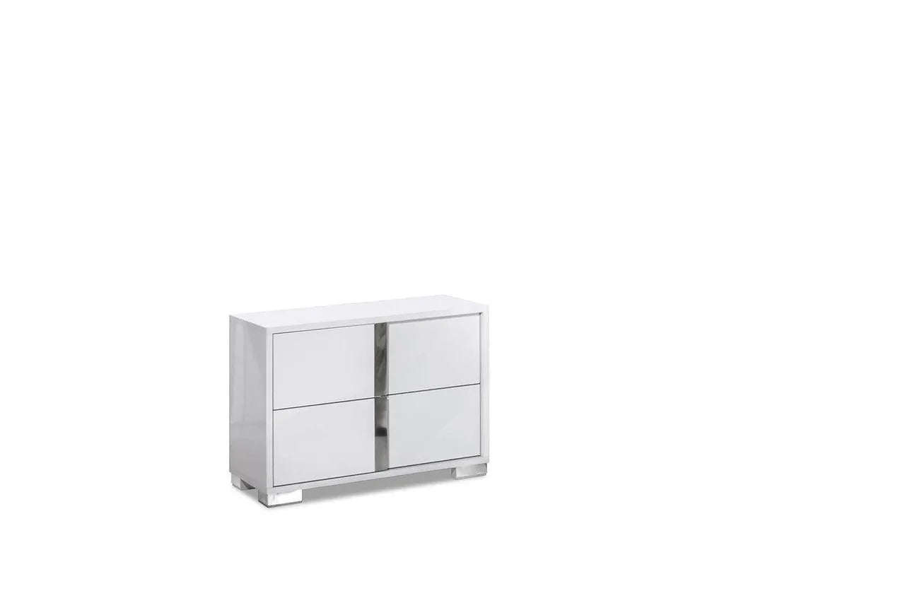 Front view of Alice White LED Upholstered Panel Bedroom Set bed