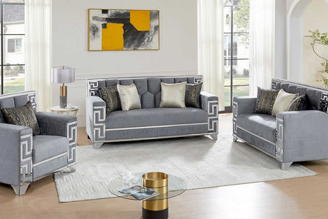 Main view of Hira Grey sofa and loveseat set