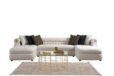 Brooklyn Cream Fabric Tufted Sectional sofa close-up tufted detail