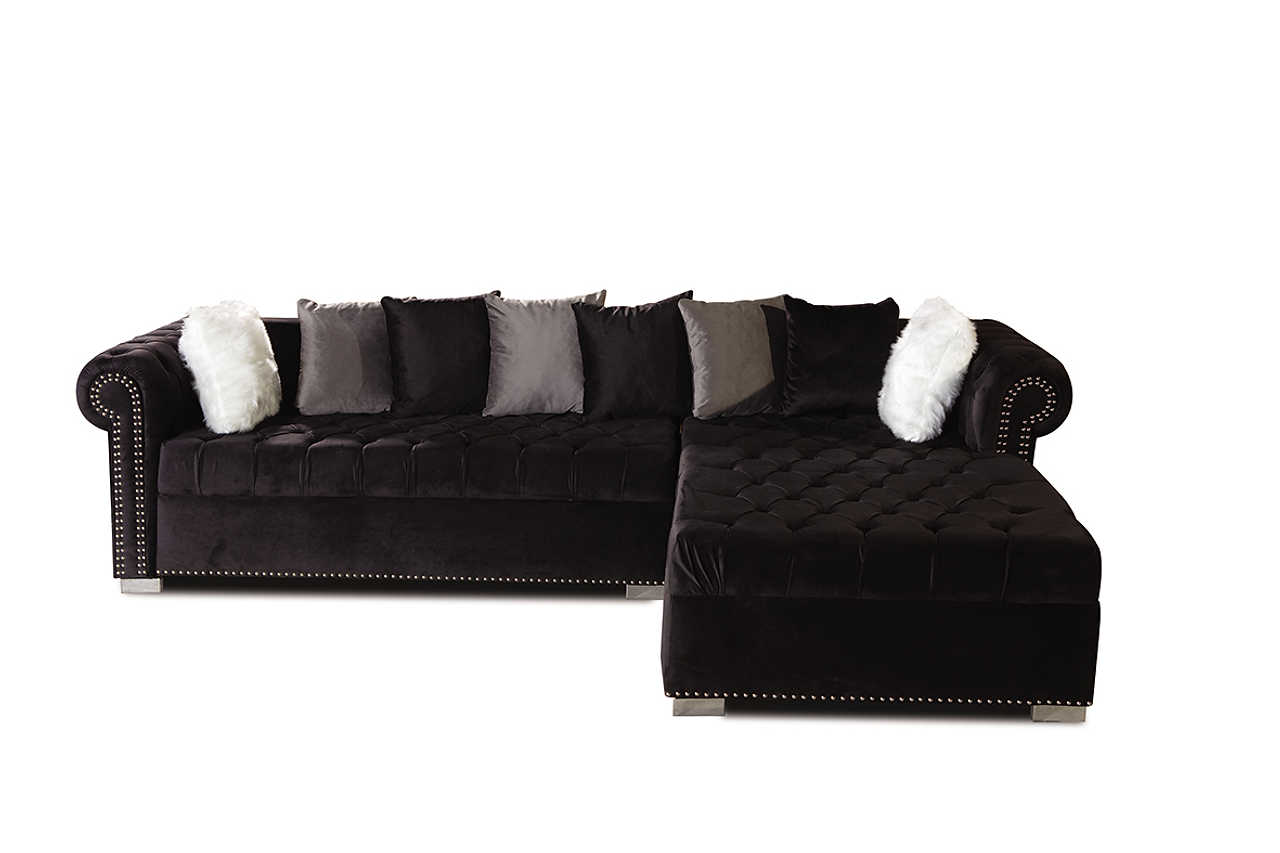Side view of Milan Black Sectional sofa