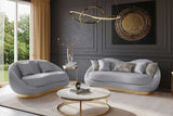 Close-up detail of Olena Dove Grey fabric upholstery