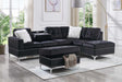 Joy Black Velvet Tufted Sectional Sofa with Storage Ottoman main view