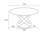 Detailed view of tempered glass edge on Sami 51 inch dining table