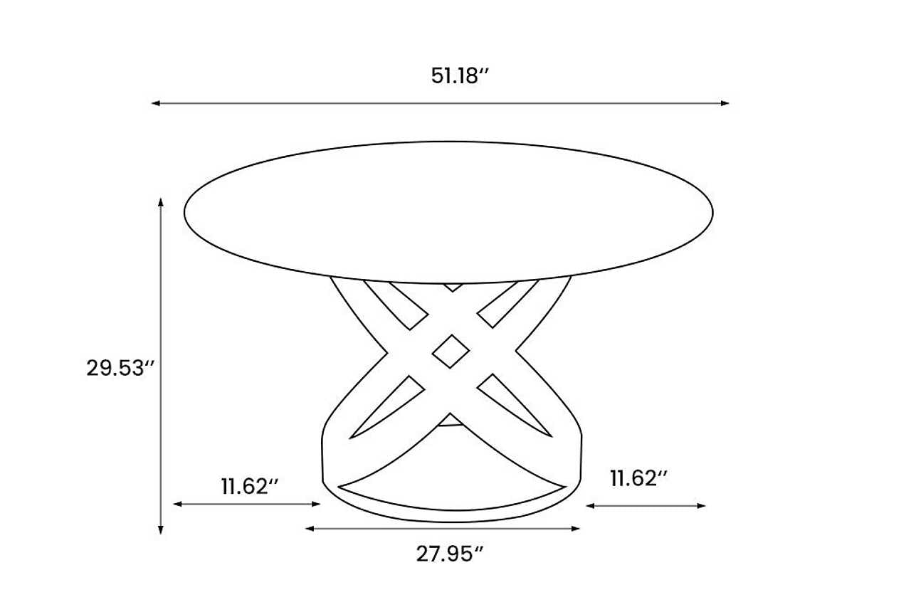 Detailed view of tempered glass edge on Sami 51 inch dining table