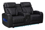 Power headrest control on recliner upholstery