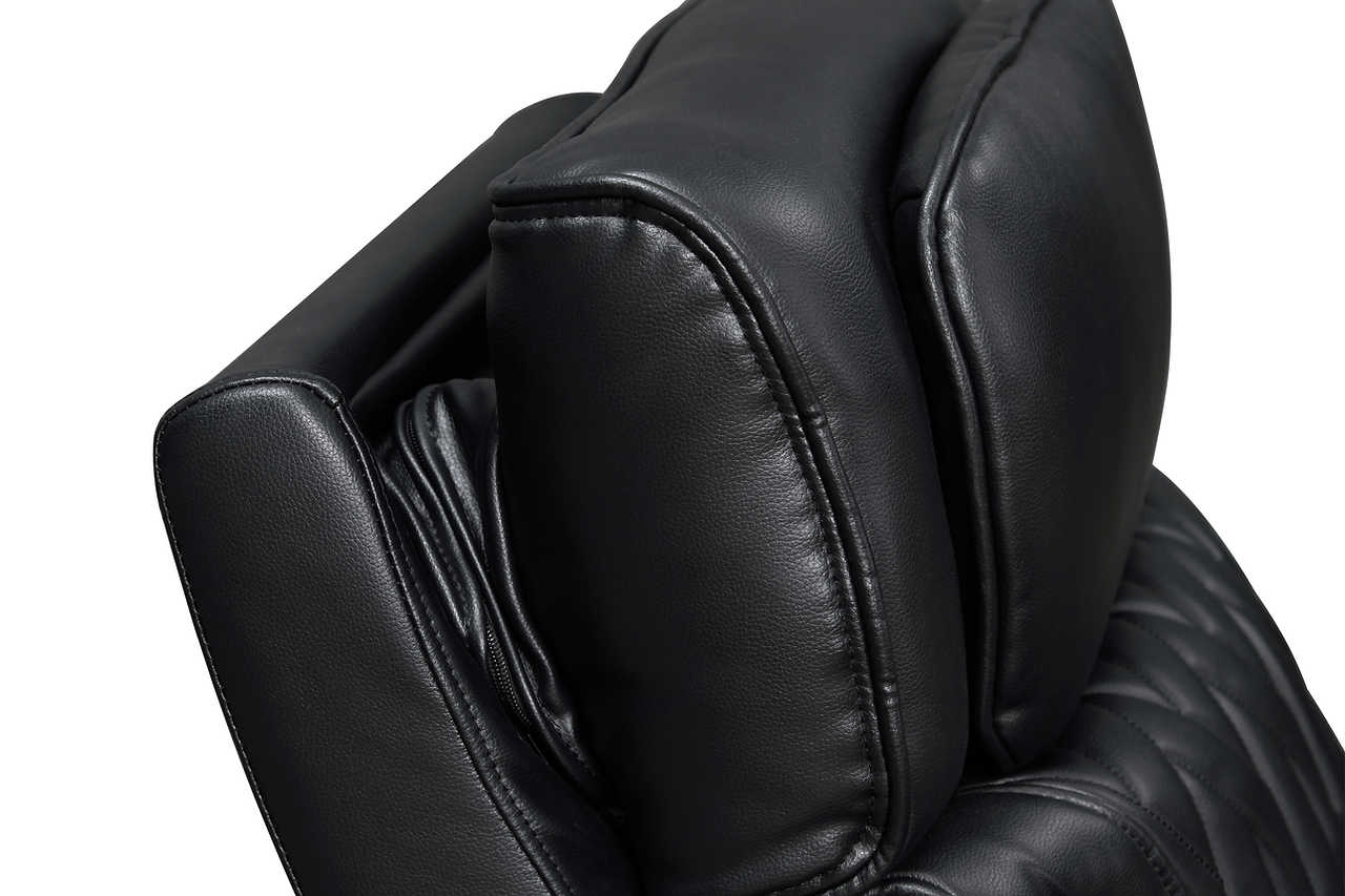 Top angle of loveseat and recliner showing storage arms