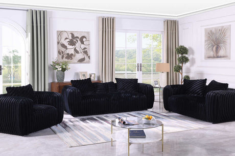 Eli Black Fabric Sofa and Loveseat Set front angle