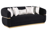 Close-up detail of black velvet upholstery