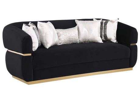 Close-up detail of black velvet upholstery