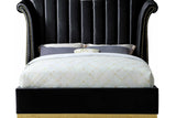 Luna Black and Gold 66"H Velvet Upholstered King Bed front view
