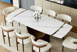 Aman extendable white dining table with base detail