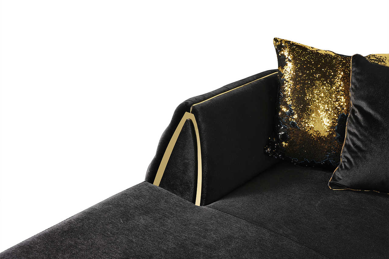 Side angle of Sicilya Black Sectional sofa