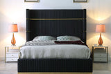 Aspen Black Velvet Upholstered Platform King Bed