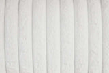 Front view of rocker recliner in eggshell white fabric