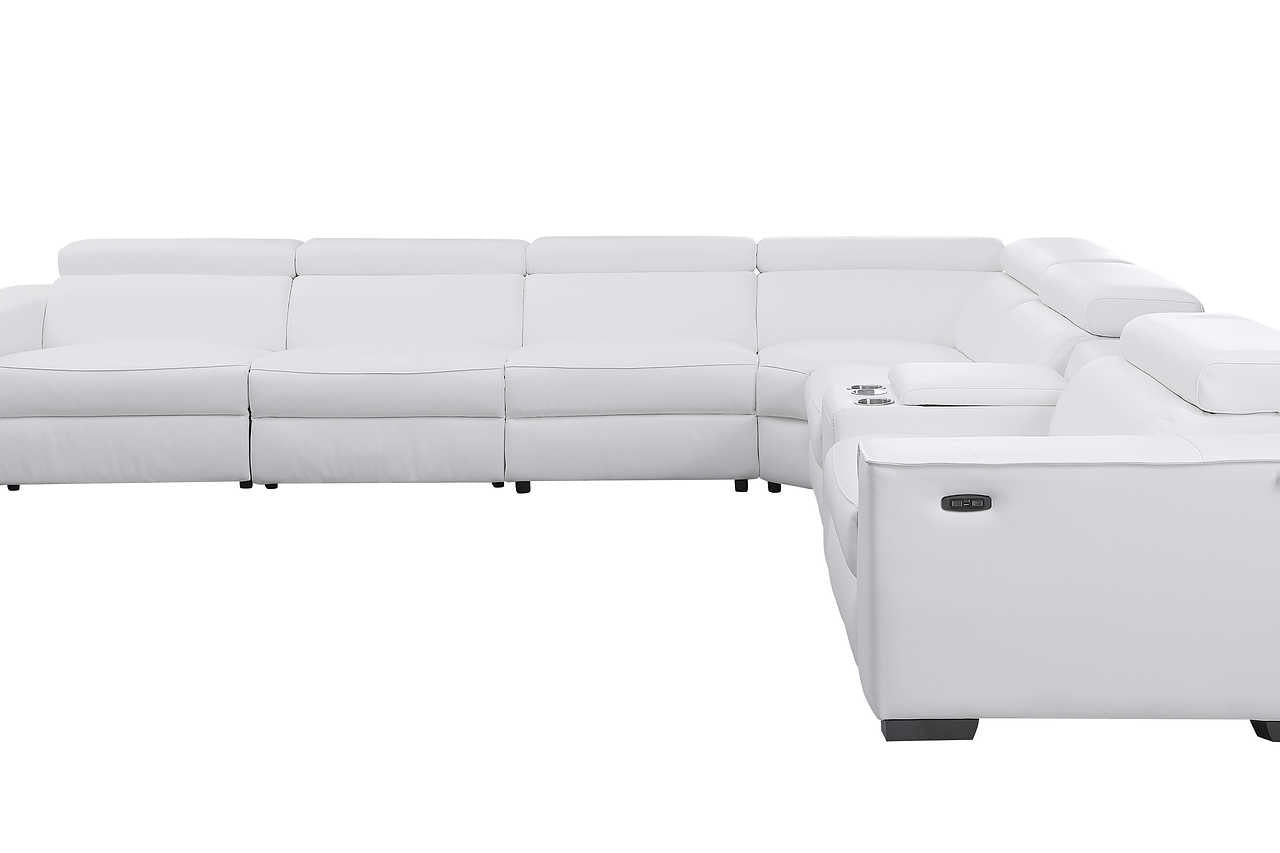 Console with cupholders and wireless charging pad in Picasso sectional