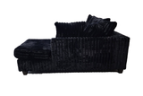 Close-up detail of black stripe fabric on Gia sectional sofa