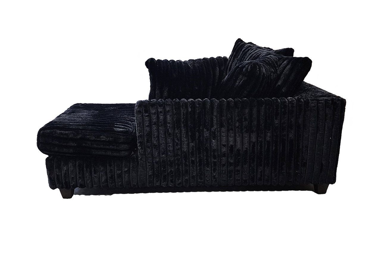 Close-up detail of black stripe fabric on Gia sectional sofa