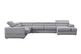 Side view of Pella Light Gray Leather RAF Sectional