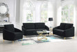 Lila Black living room set front view showing sofa and loveseat
