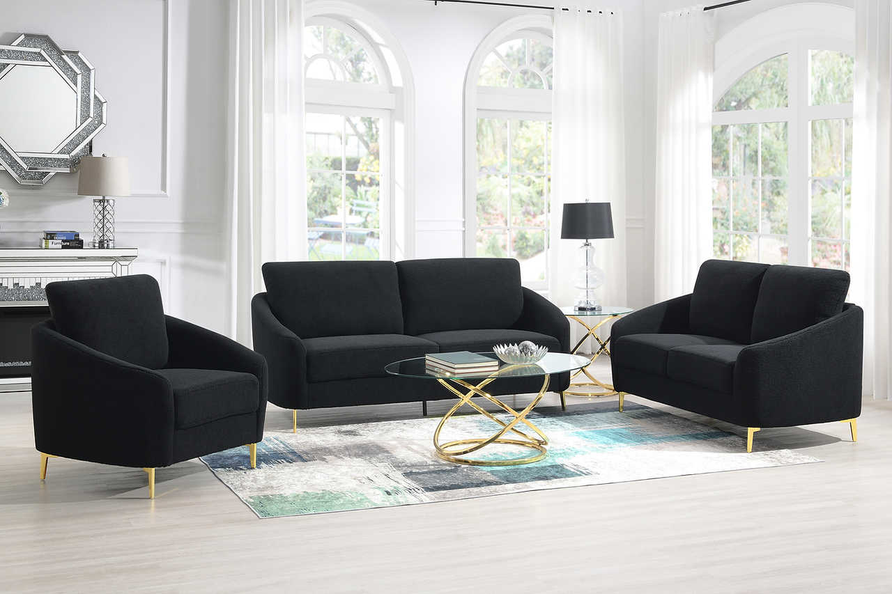 main view of Lila Black Living Room Set furniture