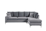 Elina Gray Velvet Sectional sofa side view