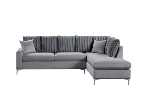 Elina Gray Velvet Sectional sofa side view