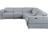 Franco 6-piece light blue leather sectional corner angle