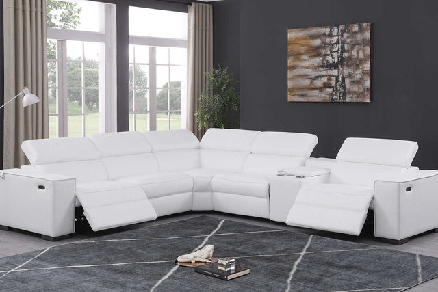 Picasso White 6-Piece Power Reclining Sectional front view