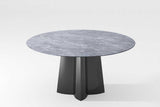 Stainless steel base detail of Luxe round dining table