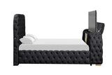 Detail of built-in Bluetooth speakers on bed