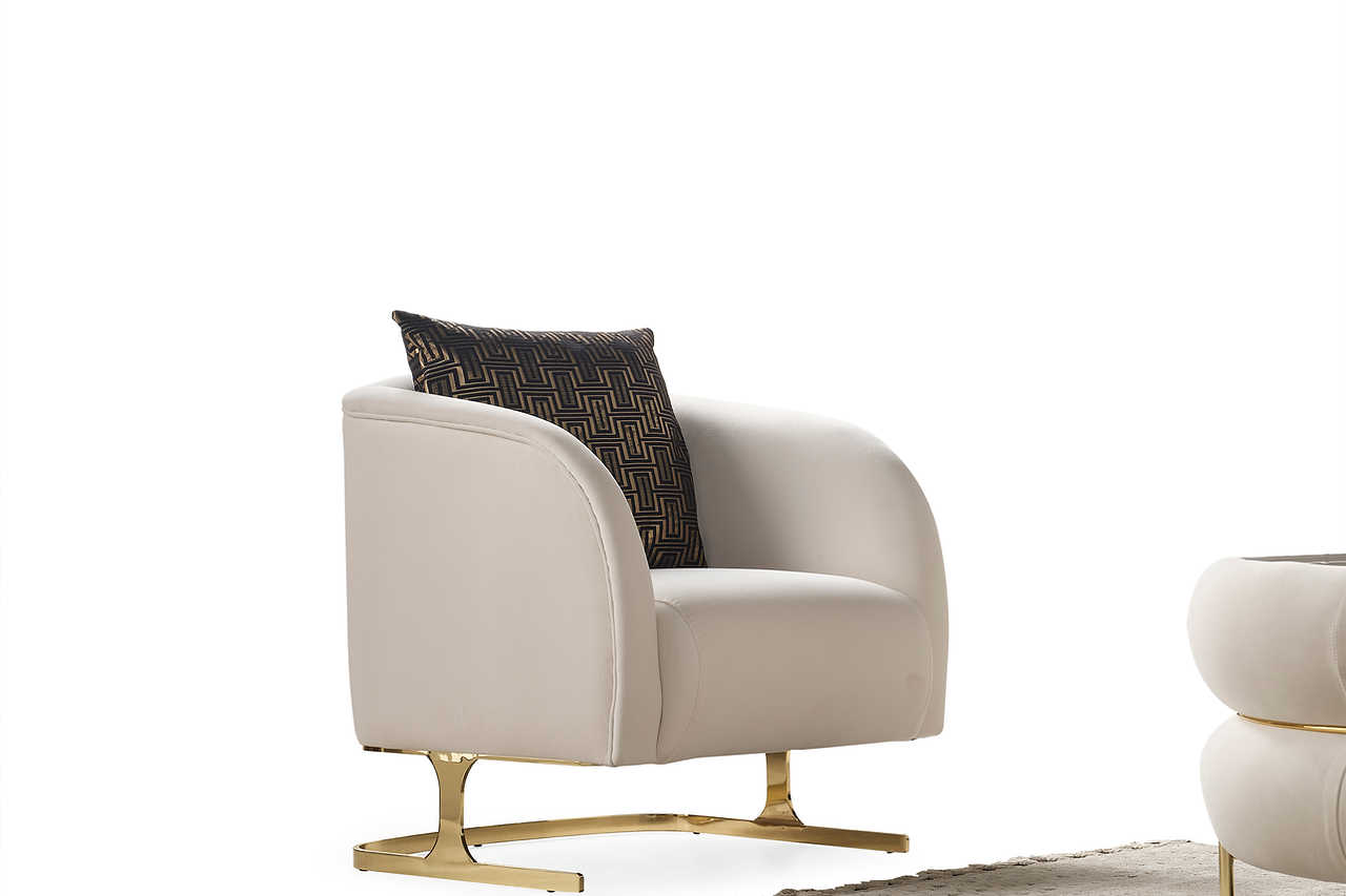 Detail view of Luma Off White Living Room Set fabric texture