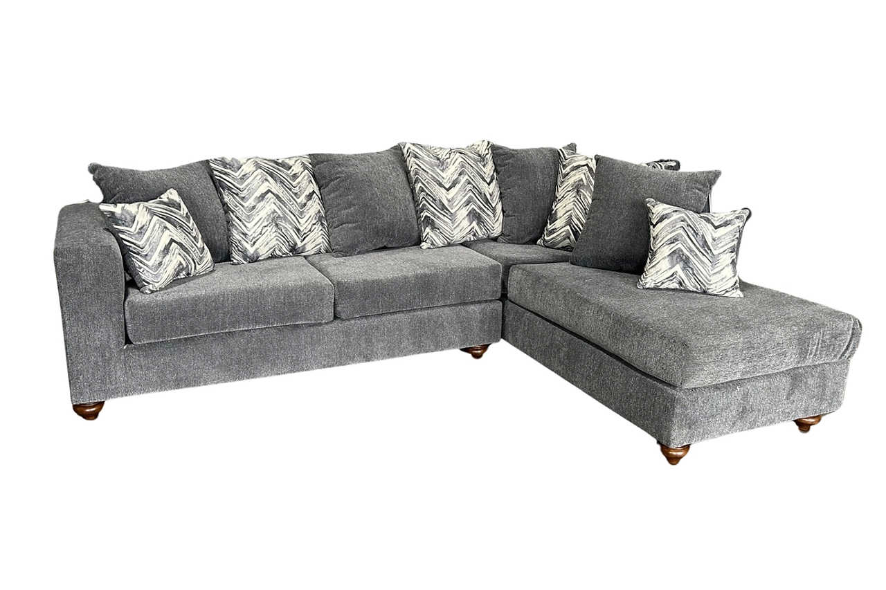 Side view of Zander Gray Fabric Sectional sofa