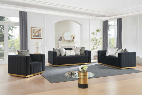 Alisha Black Living Room Set front view