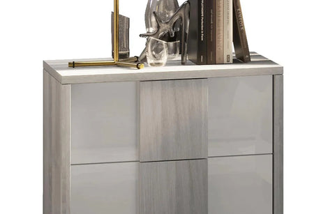 Tower White solid wood 2-drawer nightstand front view
