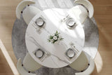 Close-up of the glossy white sintered stone tabletop