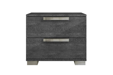Sarah Rhombus Grey Contemporary Nightstand front angle