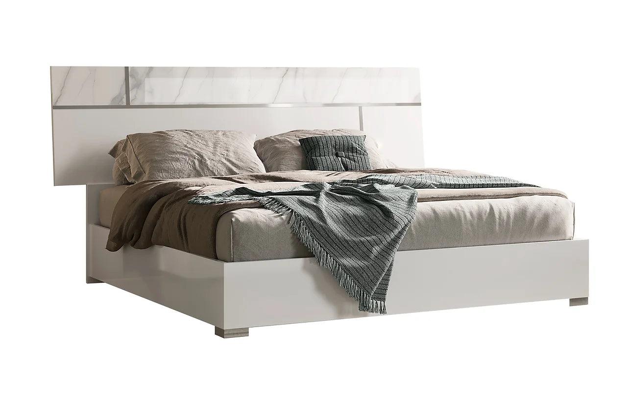 Side view of Sunset White Panel Bedroom Set bed highlighting panel design