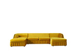 Sicilya Mustard Velvet Sectional Sofa, alternate front view