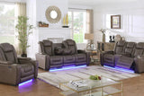 Ash Brown 3-Piece Power Reclining Sofa Set angled view