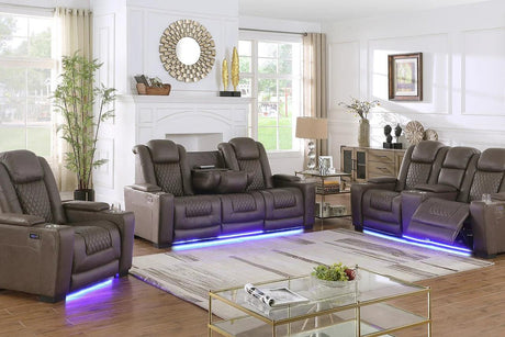 Ash Brown 3-Piece Power Reclining Sofa Set angled view