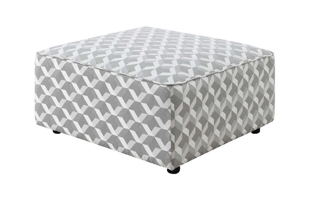 Brady black fabric ottoman front angle