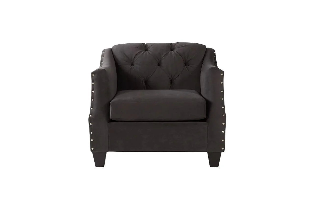 Bing Ash Grey Loveseat angled view highlighting fabric texture