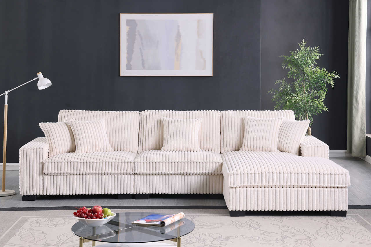 Comfy II Cream 3-Piece Sectional Sofa side view