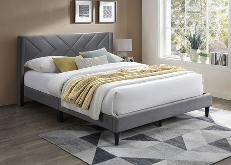 Dona Charcoal Upholstered Panel Queen Bed front view