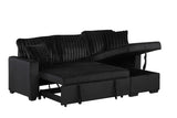 side view of Nori black sectional sofa with storage chaise