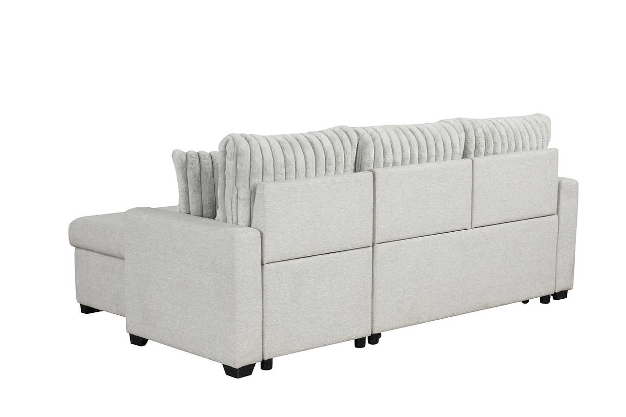 side angle showing storage chaise of Nori sectional