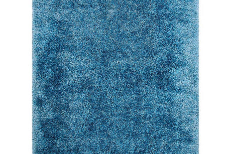 Afro Shag Turquoise Modern Transitional Art Silk Shine Rug front angle