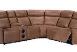 Full room setting featuring Romi mocha brown power reclining sectional