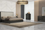 Dion Dark Gray Modern Contemporary High Gloss Pine Wood 5-Drawers Chest - angled side view