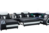 Matrix Black White Faux Leather Sectional